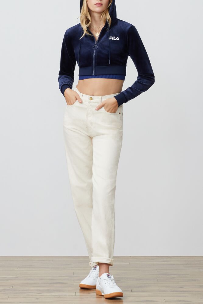 Lou Cropped Velour Sweat Capuche Femme|SCZU-52255413