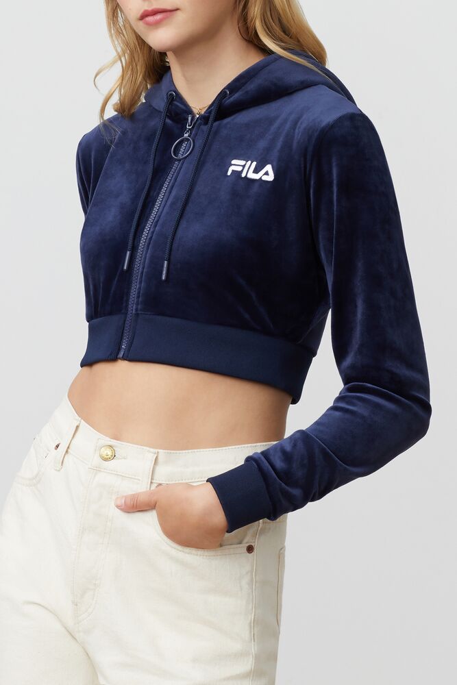 Lou Cropped Velour Sweat Capuche Femme|SCZU-52255413