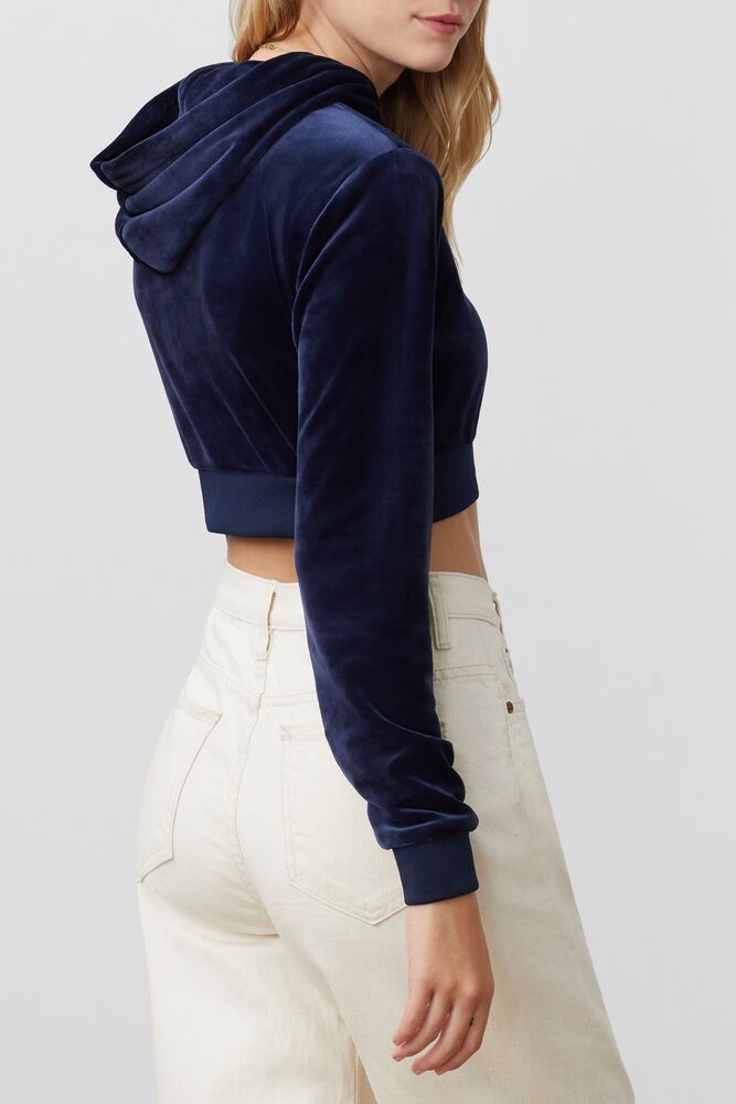 Lou Cropped Velour Sweat Capuche Femme|SCZU-52255413